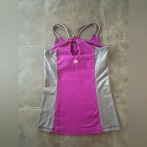 ALO Yoga Magenta and Gray Tank with Keyhole Back